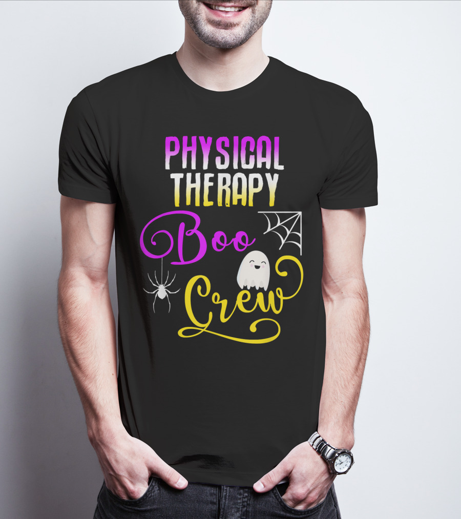 Physical Therapy Boo Crew Halloween Ghost Spider Web T-Shirt