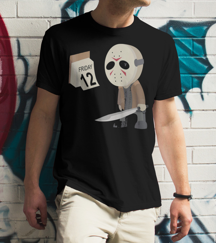 Friday 12th Funny Halloween Horror Graph Calendar Mask Character T-Shirt