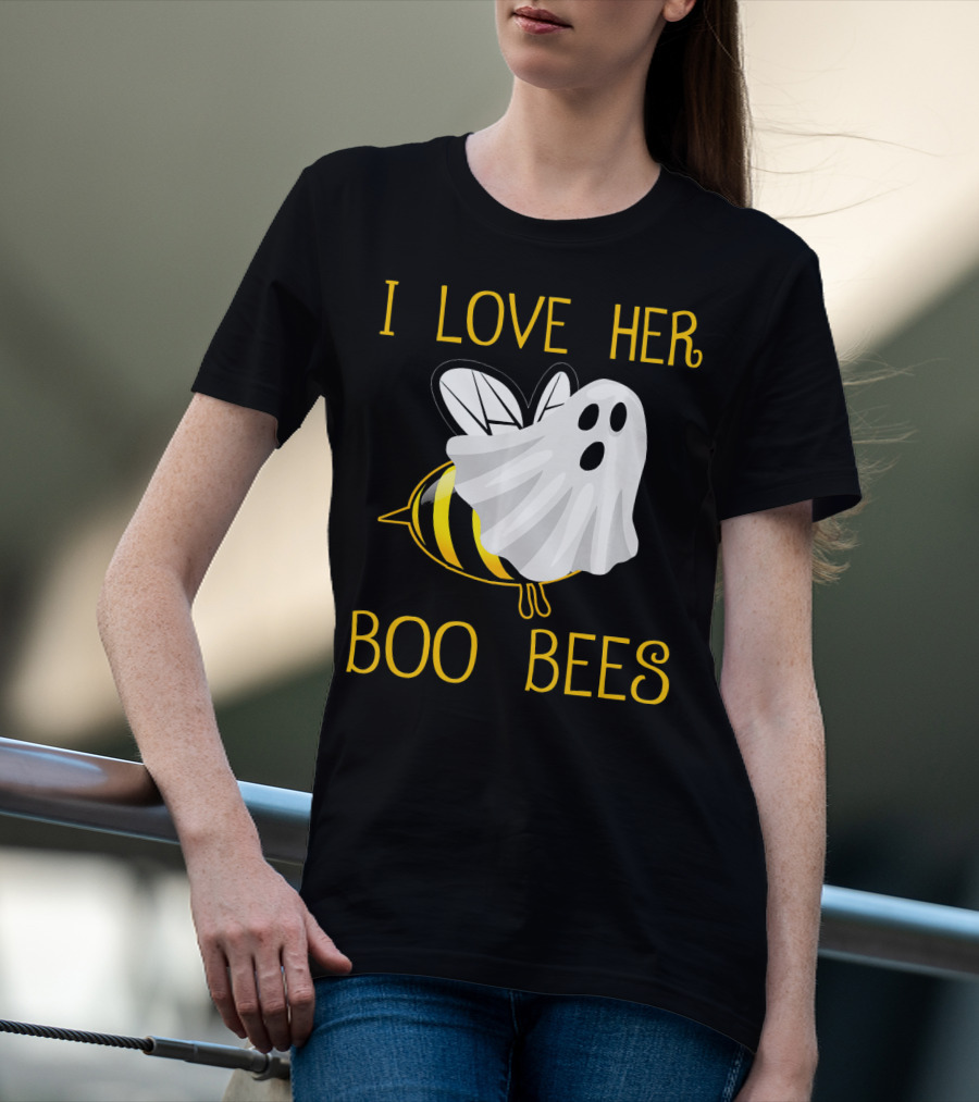 I Love Her Boo Bees Halloween Couple T-Shirt