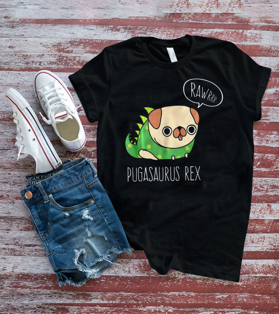 Pugasaurus Rex Rawrrr Pug Halloween Dog Costume T-Shirt