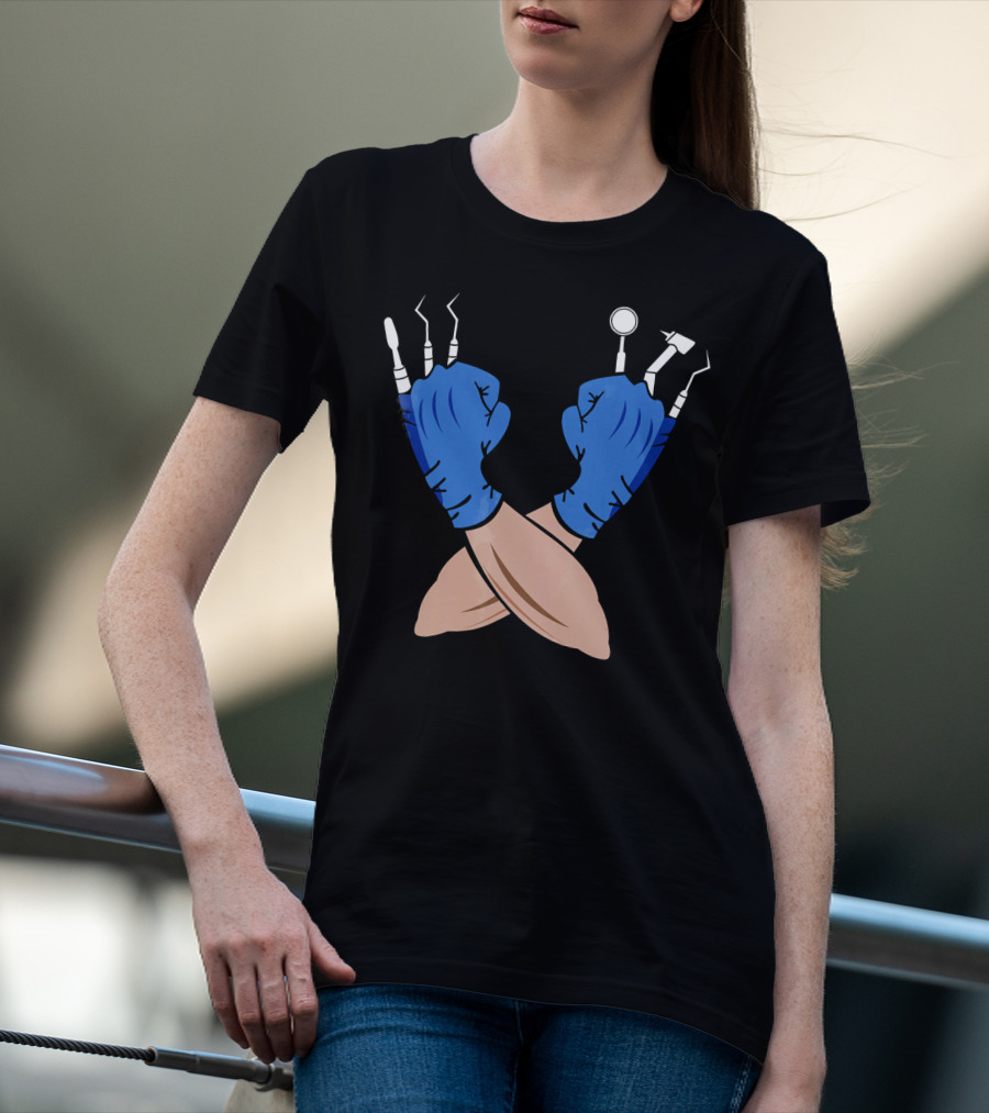 DENTIST JOB Wolve Claws With Funny Witch Dental Tools T-Shirt