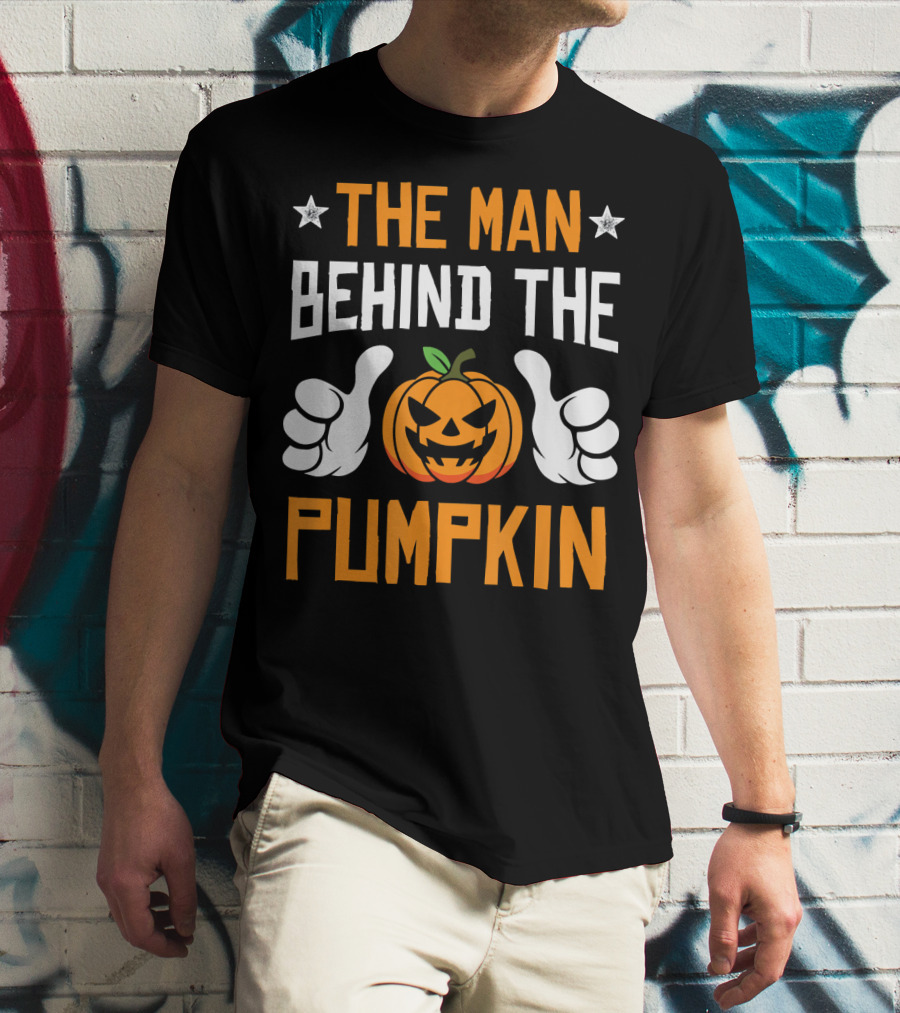 The Man Behind The Pumpkin Halloween Funny Mens T-Shirt
