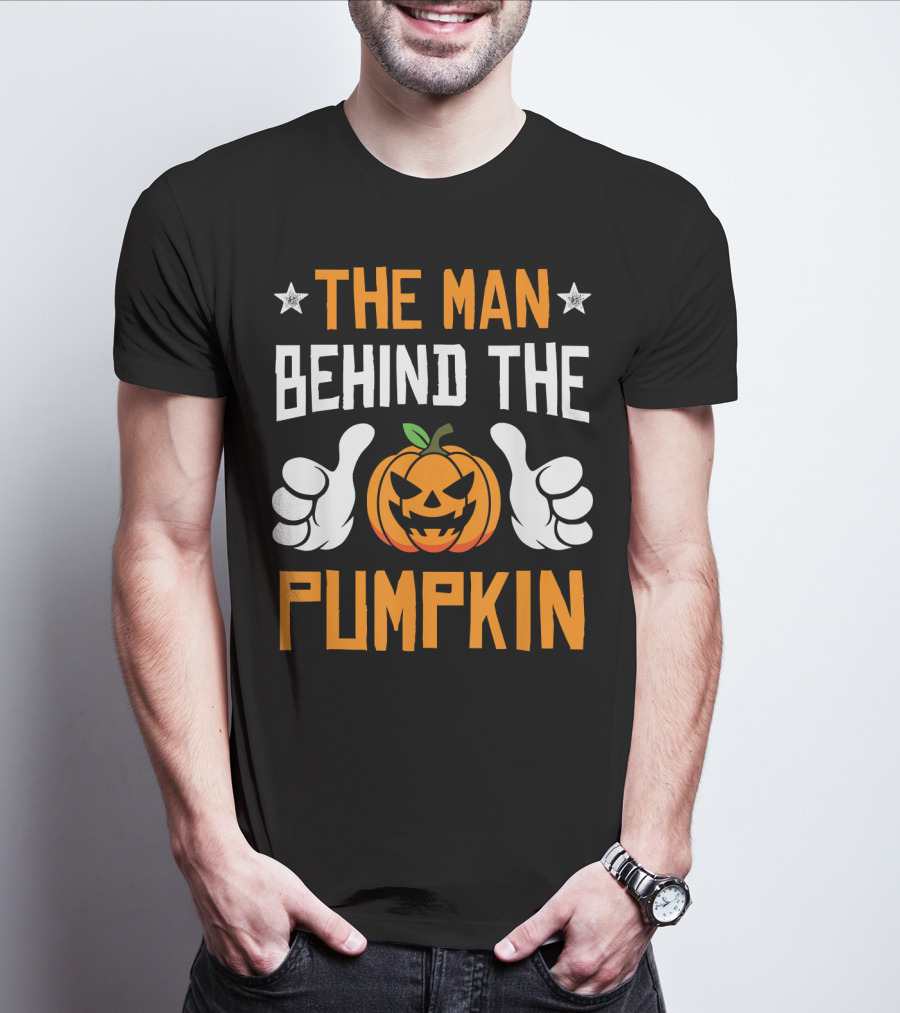 The Man Behind The Pumpkin Halloween Funny Mens T-Shirt