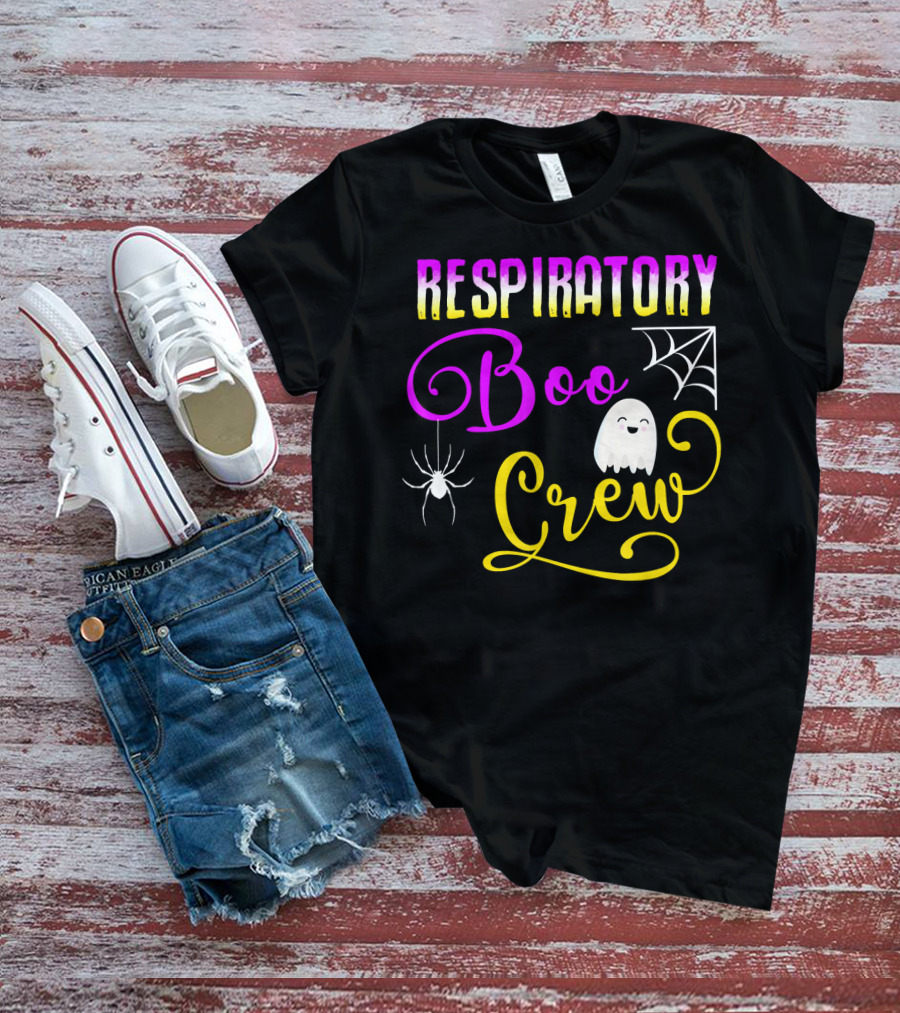 Respiratory Boo Crew Ghost And Spider Web T-Shirt