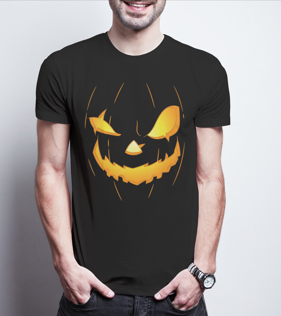 Halloween Pumpkin Jack O Lantern Face Glowing Scary Expression T-Shirt