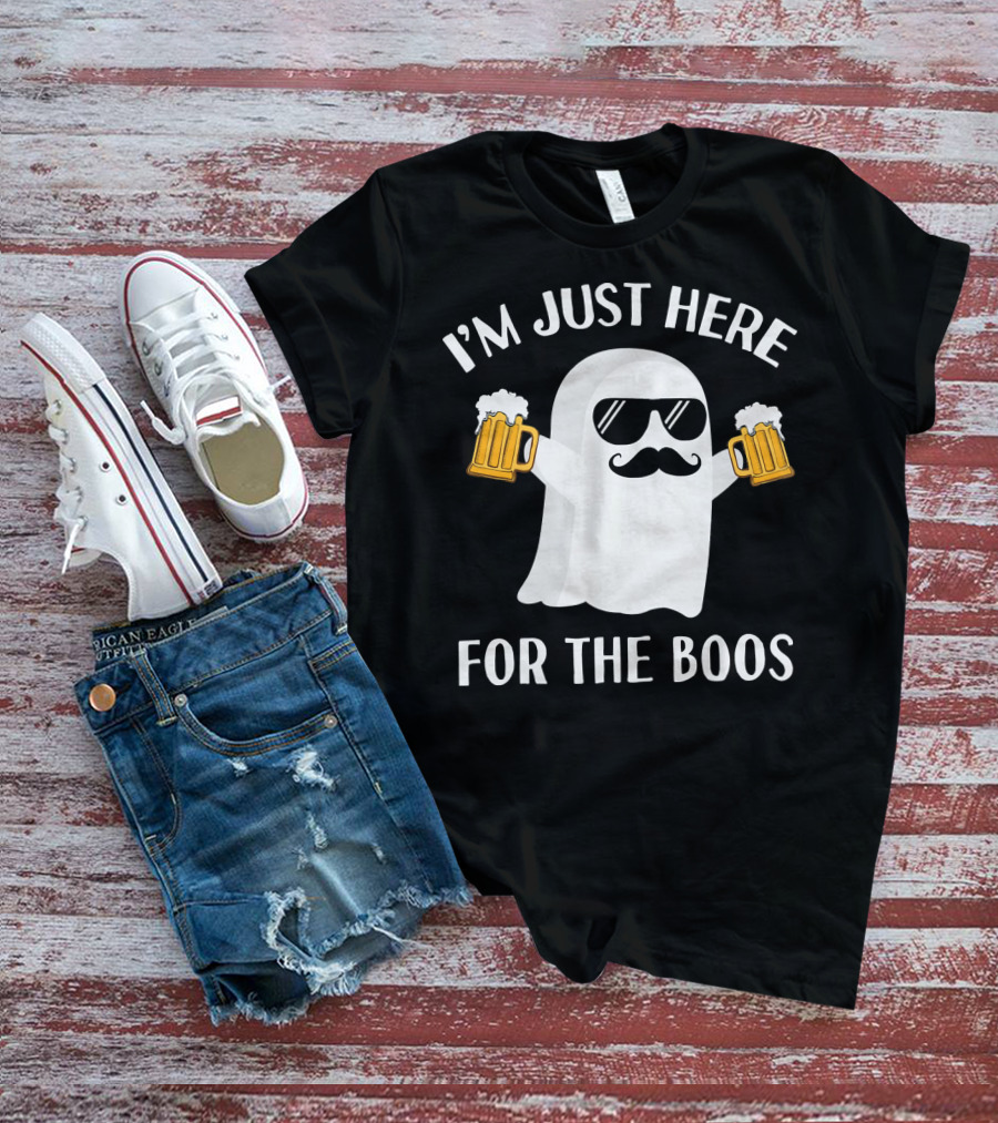 I'm Just Here For The Boos Funny Halloween Party Ghost Beer T-Shirt