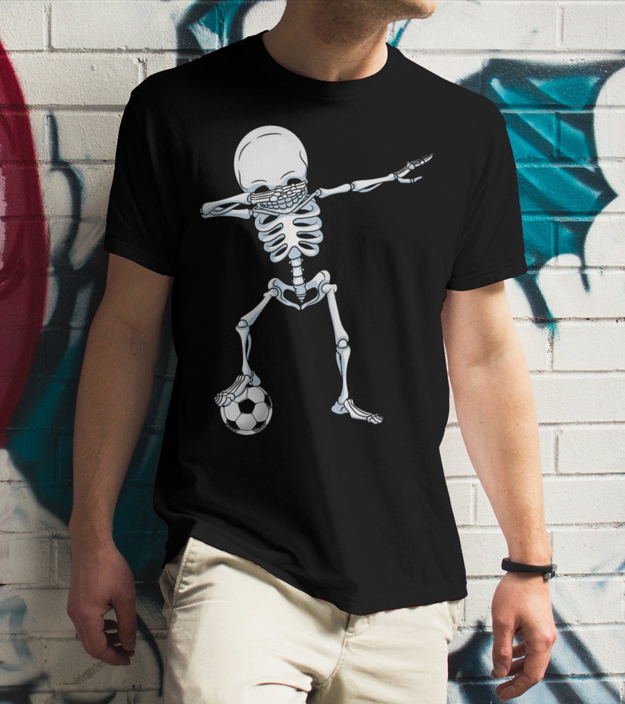 Dabbing Skeleton With Soccer Ball T-Shirt