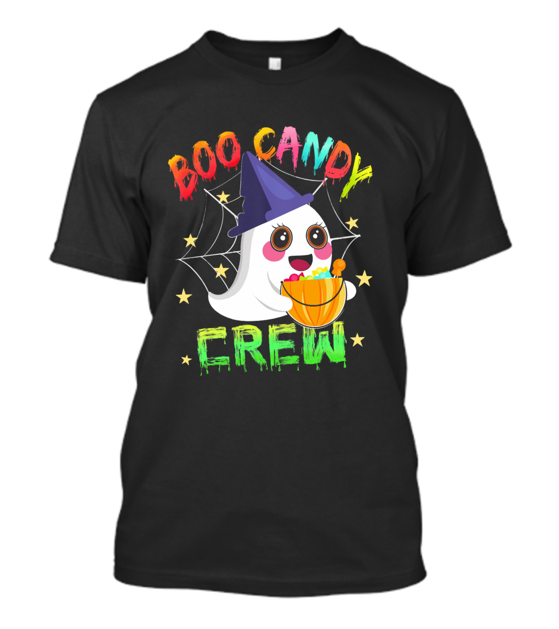 Boo Candy Crew Ghost Halloween Basket Stars Hat T-Shirt