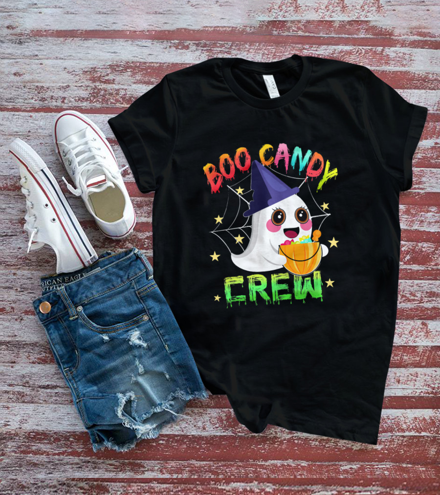 Boo Candy Crew Ghost Halloween Basket Stars Hat T-Shirt