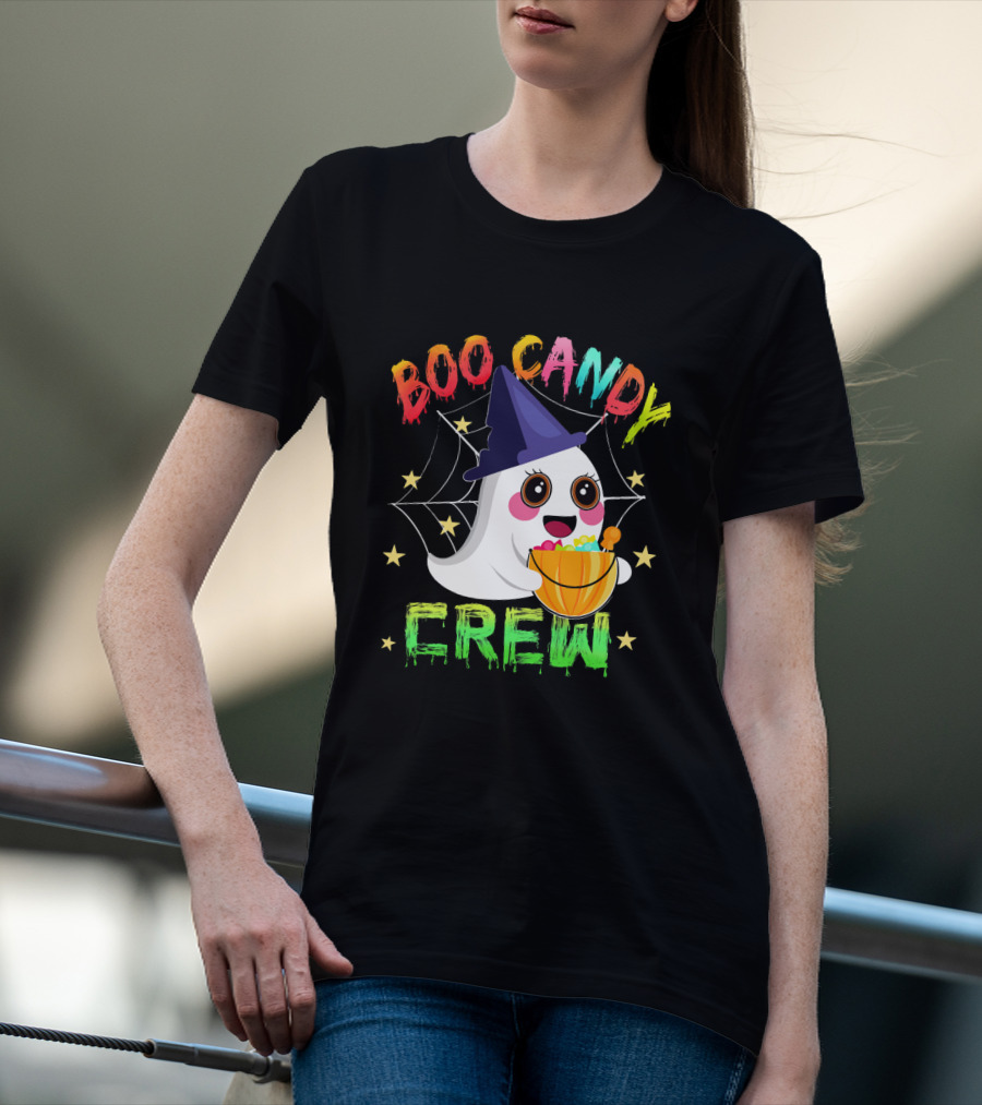Boo Candy Crew Ghost Halloween Basket Stars Hat T-Shirt