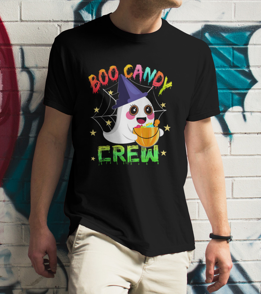 Boo Candy Crew Ghost Halloween Basket Stars Hat T-Shirt