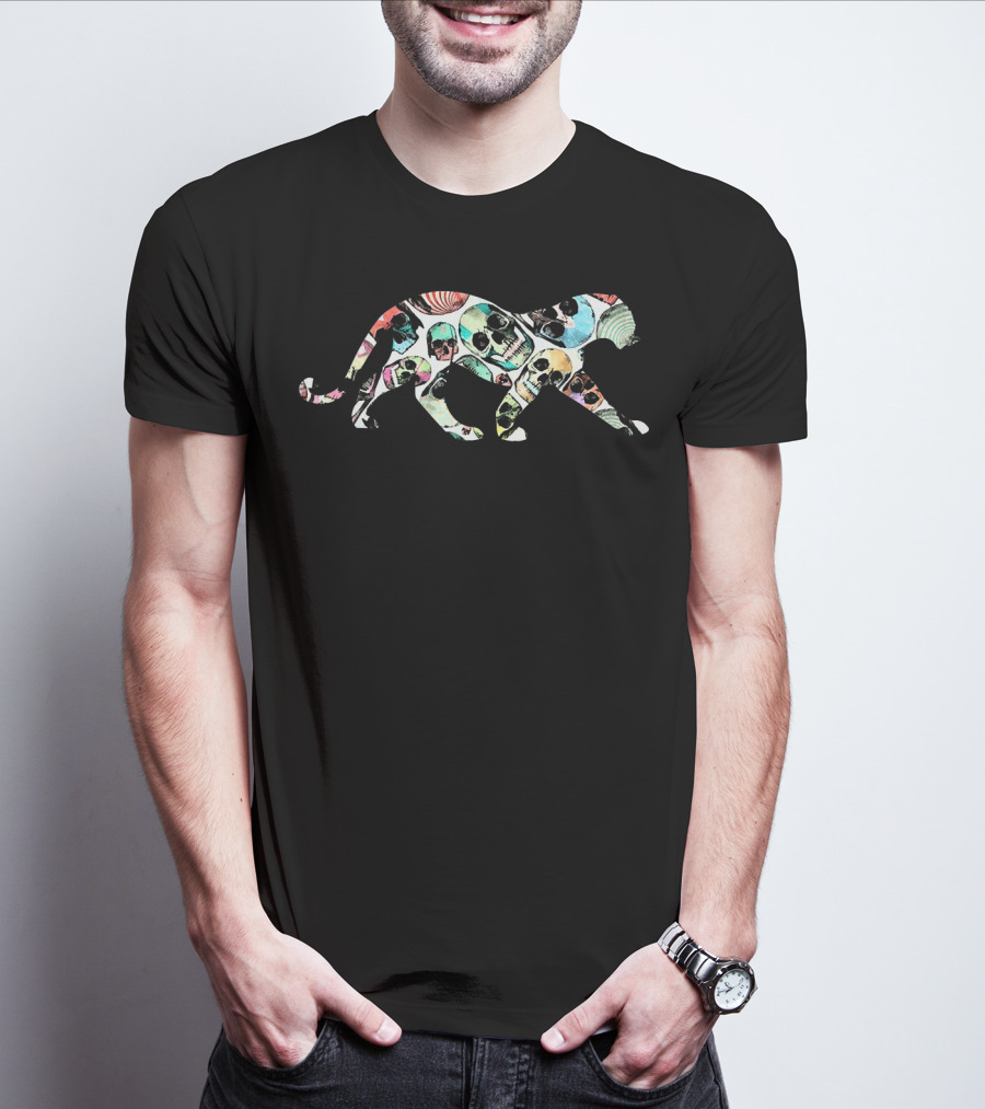 Zombie Leopard Halloween Skull T-Shirt