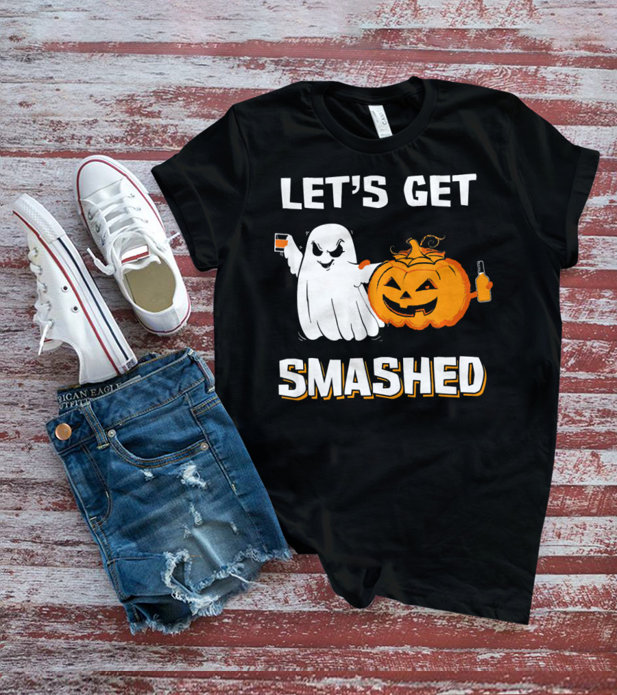 Let's Get Smashed Ghost Pumpkin Drinking T-Shirt