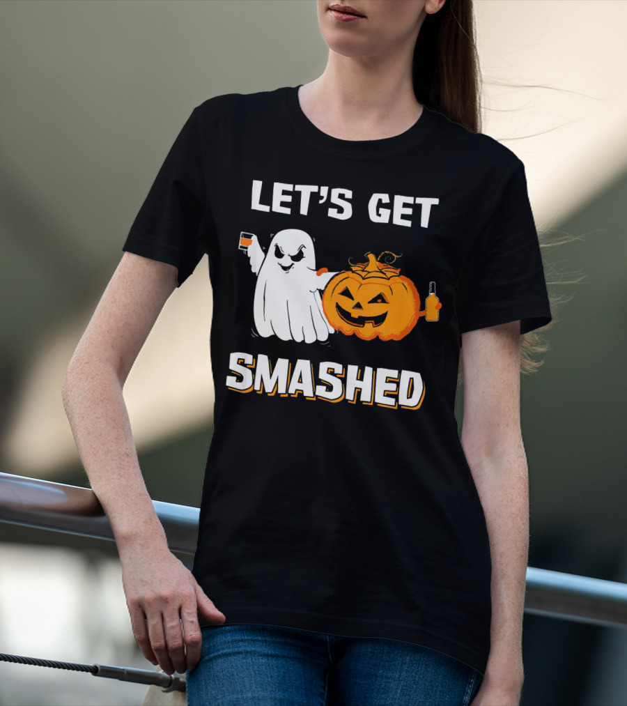 Let's Get Smashed Ghost Pumpkin Drinking T-Shirt