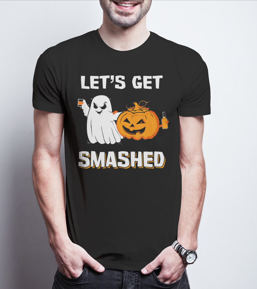 Let's Get Smashed Ghost Pumpkin Drinking T-Shirt