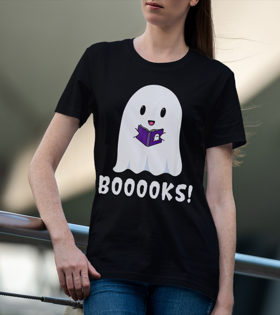 Booooks Ghost Halloween Reading Library T-Shirt