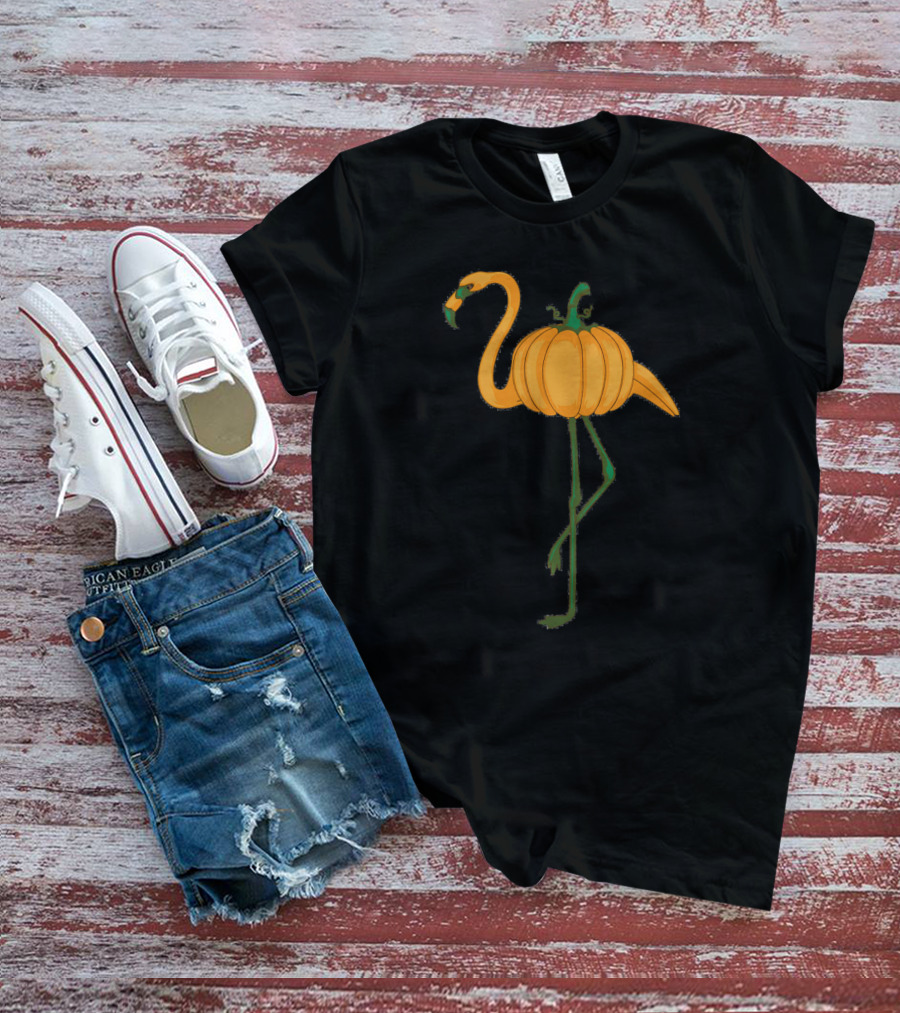 Flamingoween Cool Halloween Flamingo Pumpkin Fusion T-Shirt
