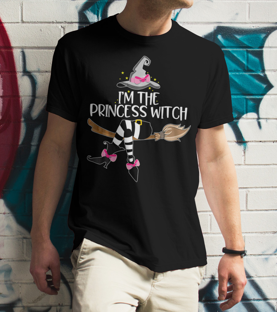 I'm The Princess Witch Hat Broom Magic Pink Bows T-Shirt