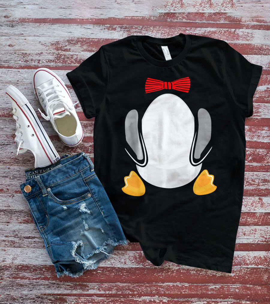 Funny Penguin Kids Halloween Costume Bowtie Feet T-Shirt