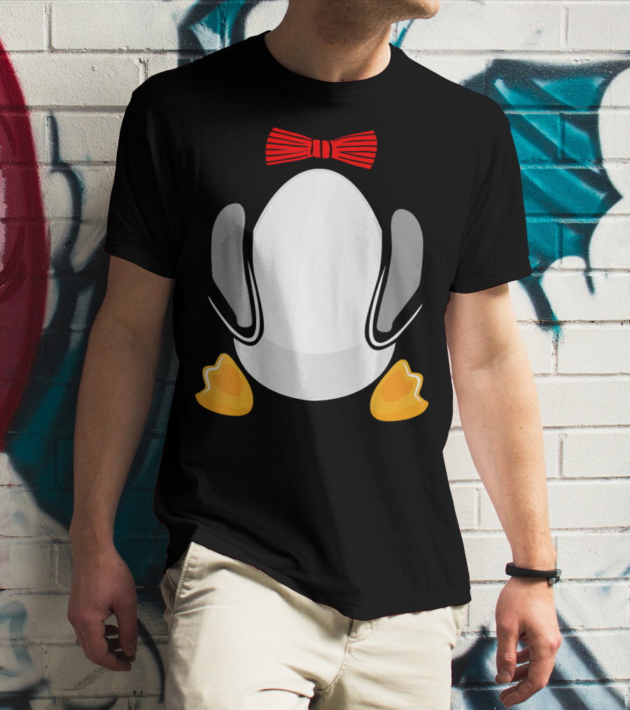 Funny Penguin Kids Halloween Costume Bowtie Feet T-Shirt