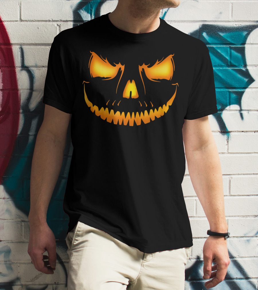 Halloween Costume Creepy Jack-O'-Lantern Pumpkin Face T-Shirt