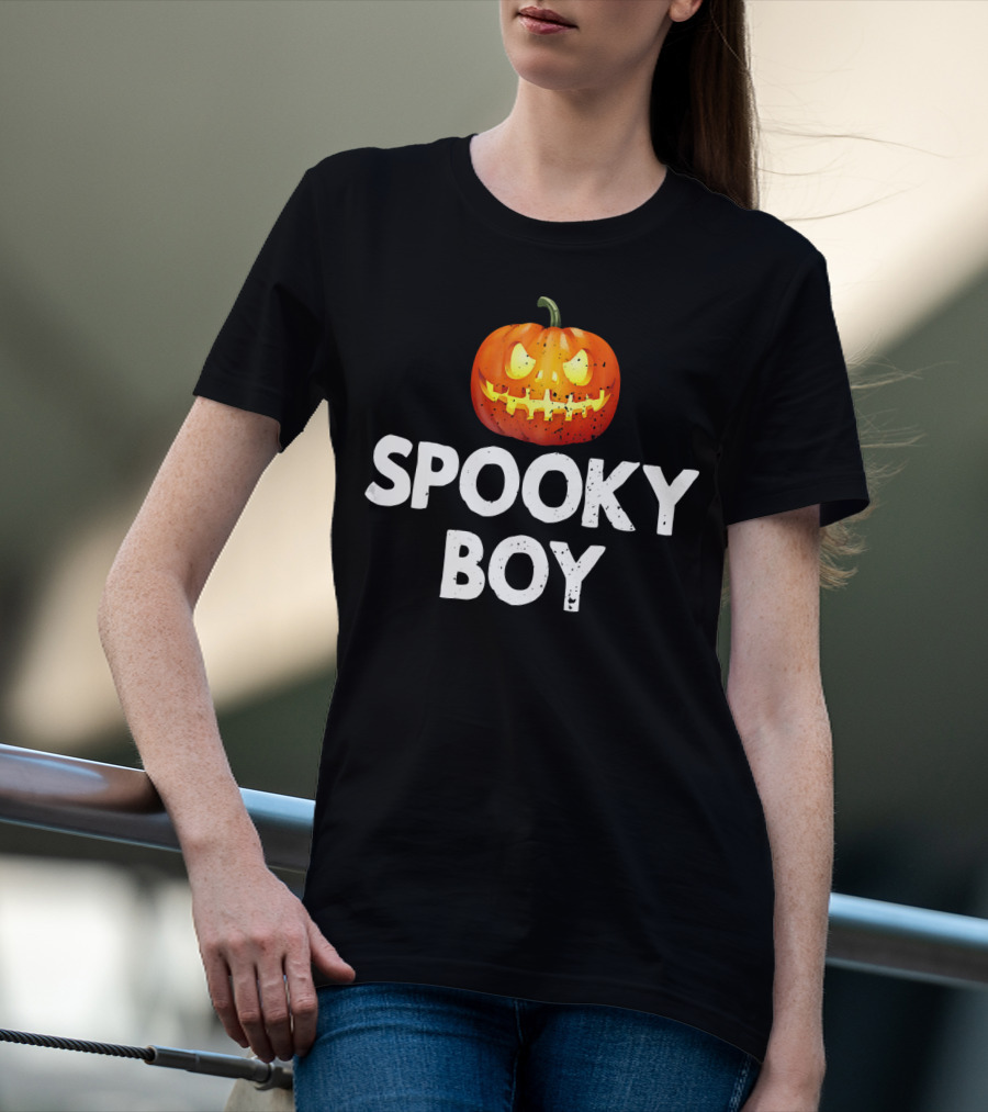 Spooky Boy Halloween Pumpkin Face T-Shirt