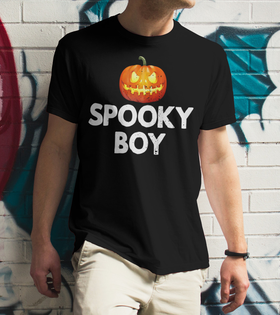 Spooky Boy Halloween Pumpkin Face T-Shirt