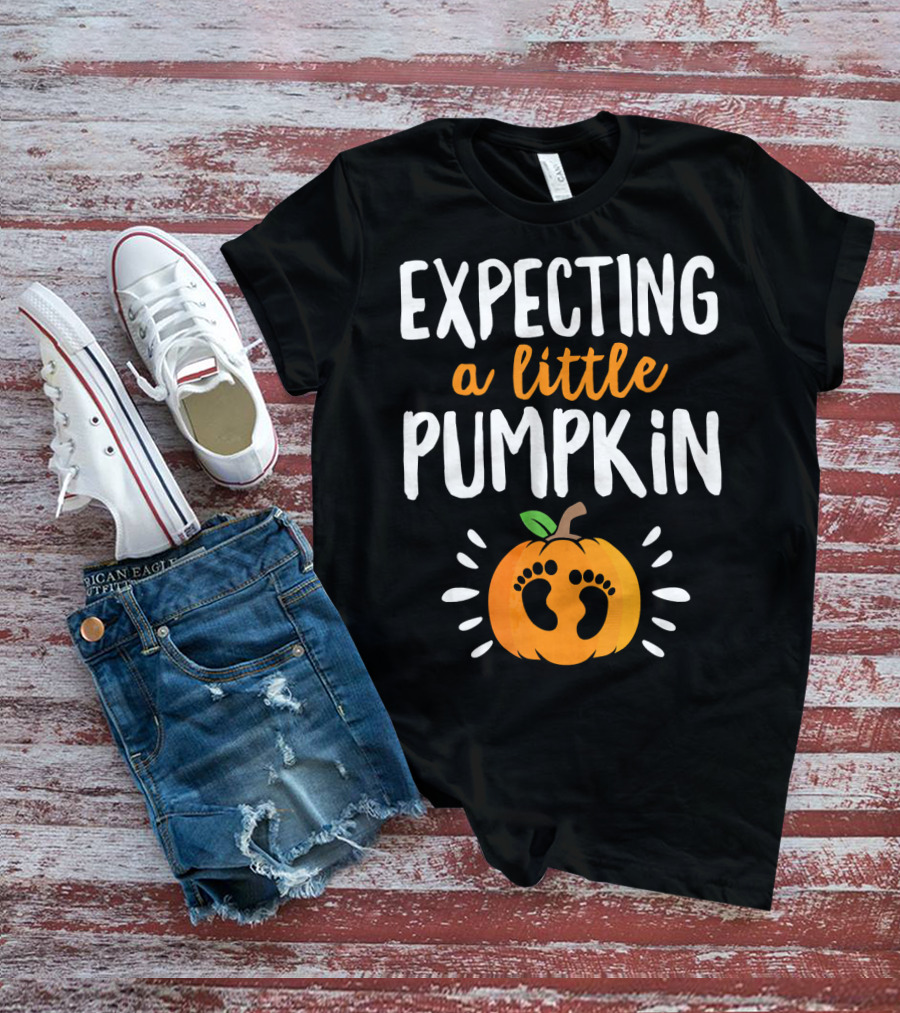 Expecting A Little Pumpkin With Adorable Baby Footprints T-Shirt