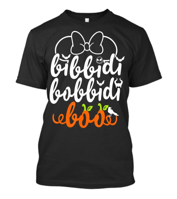 Bibbidi Bobbidi Boo Halloween Bats Jack-O'-Lantern Pumpkin Bow T-Shirt