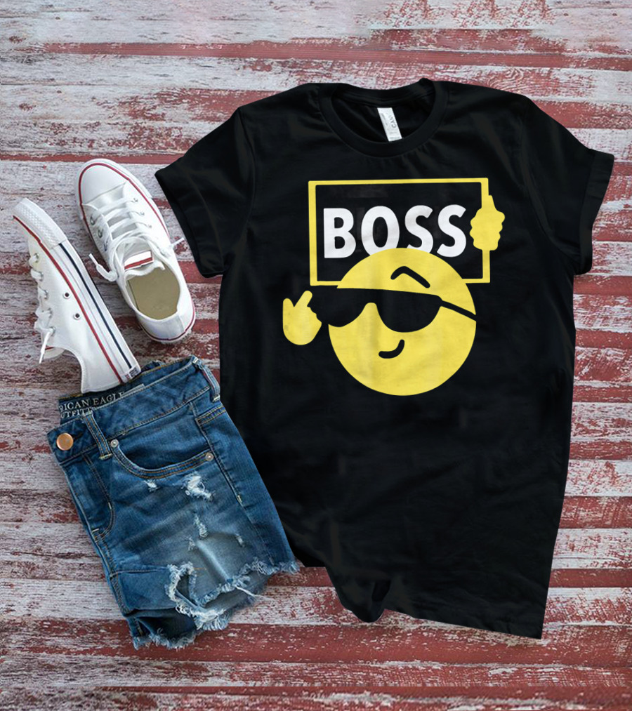 Halloween Funny Boss Emoji Sunglasses Mood T-Shirt