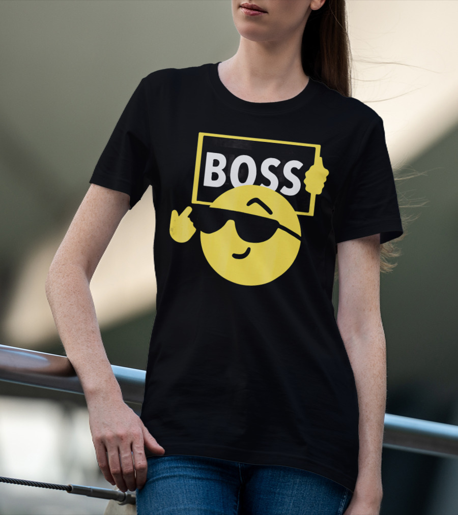 Halloween Funny Boss Emoji Sunglasses Mood T-Shirt
