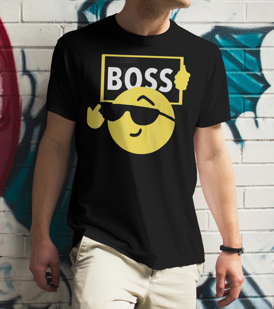 Halloween Funny Boss Emoji Sunglasses Mood T-Shirt