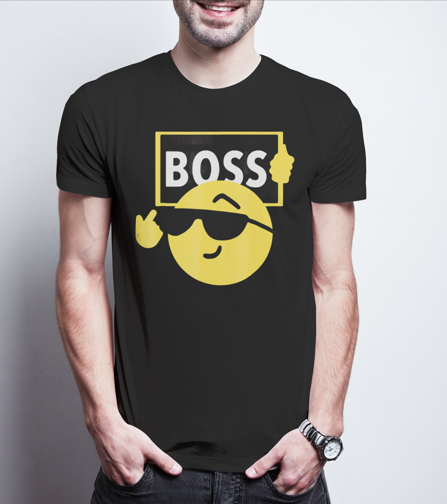 Halloween Funny Boss Emoji Sunglasses Mood T-Shirt