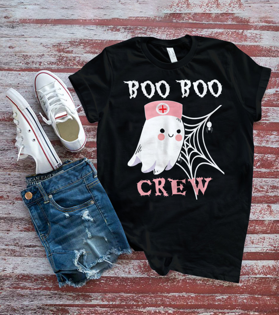 Boo Boo Crew Nurse Ghost With Web And Spider T-Shirt
