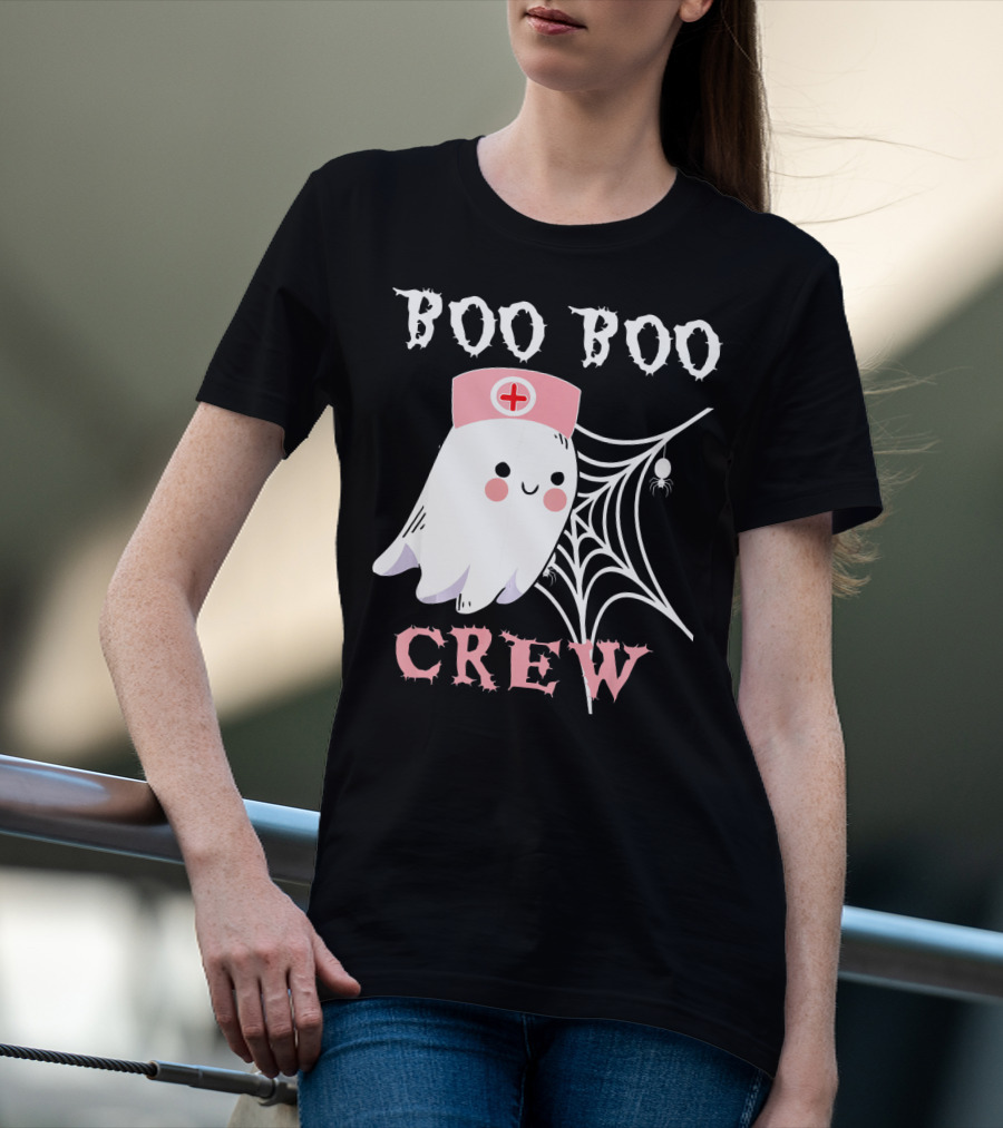 Boo Boo Crew Nurse Ghost With Web And Spider T-Shirt