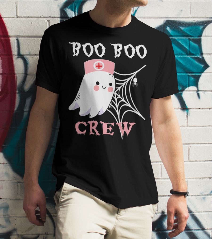 Boo Boo Crew Nurse Ghost With Web And Spider T-Shirt
