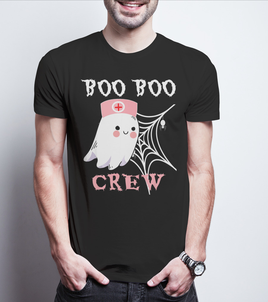 Boo Boo Crew Nurse Ghost With Web And Spider T-Shirt