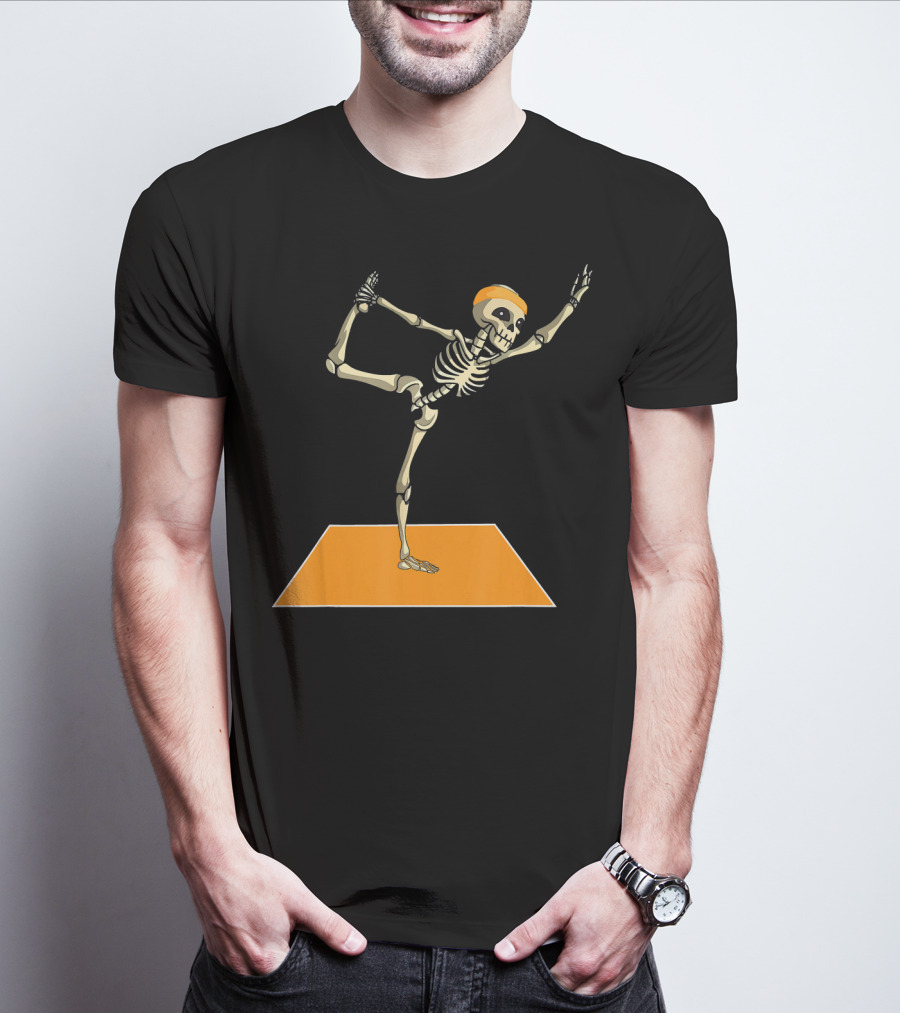 Halloween Skeleton Yoga Pose Spooky Funny Exercise T-Shirt