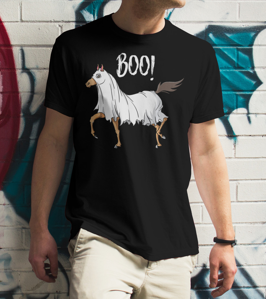 Boo Horse Ghost Costume Funny Equestrian Hor T-Shirt