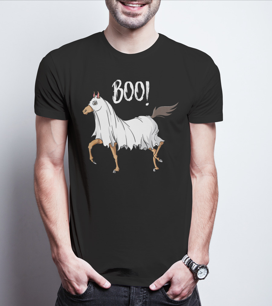 Boo Horse Ghost Costume Funny Equestrian Hor T-Shirt