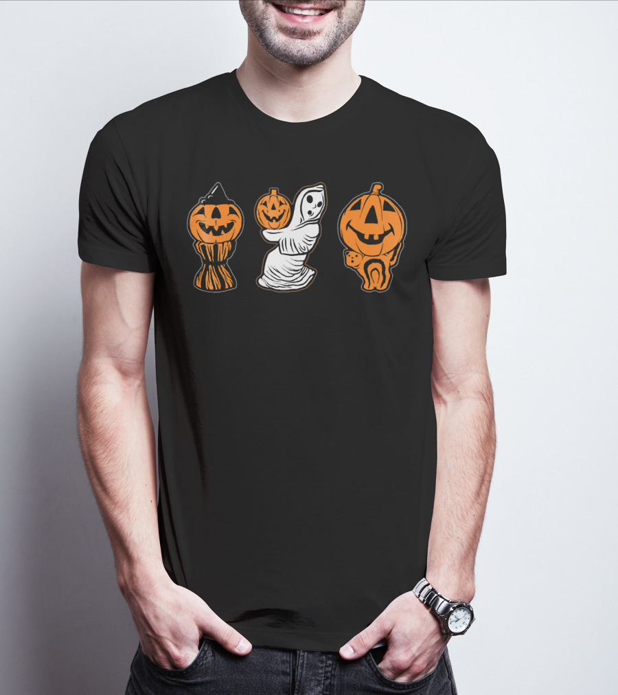 Vintage Halloween Blow Molds Pumpkin Ghost Trio T-Shirt