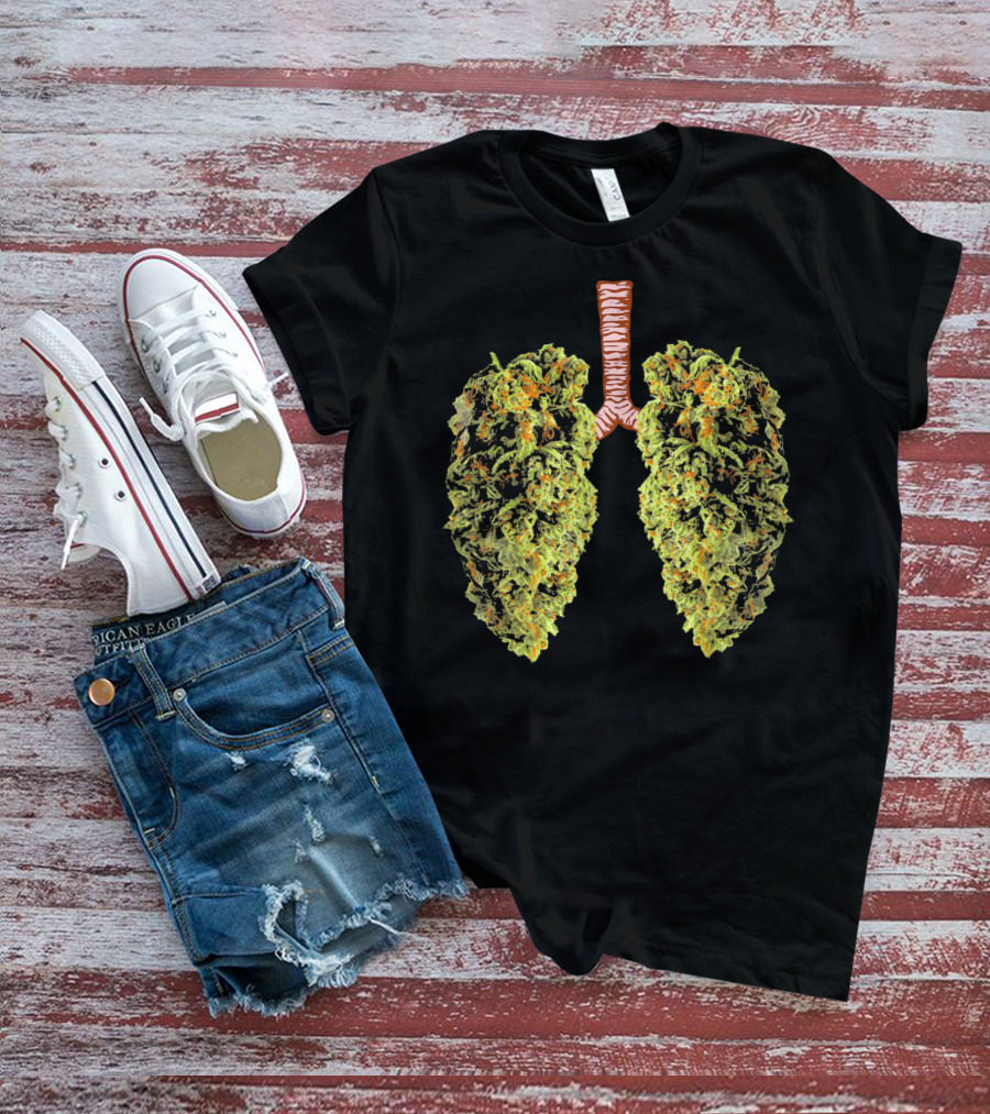 Funny Marijuana Bud Shaped Like Human Lungs T-Shirt