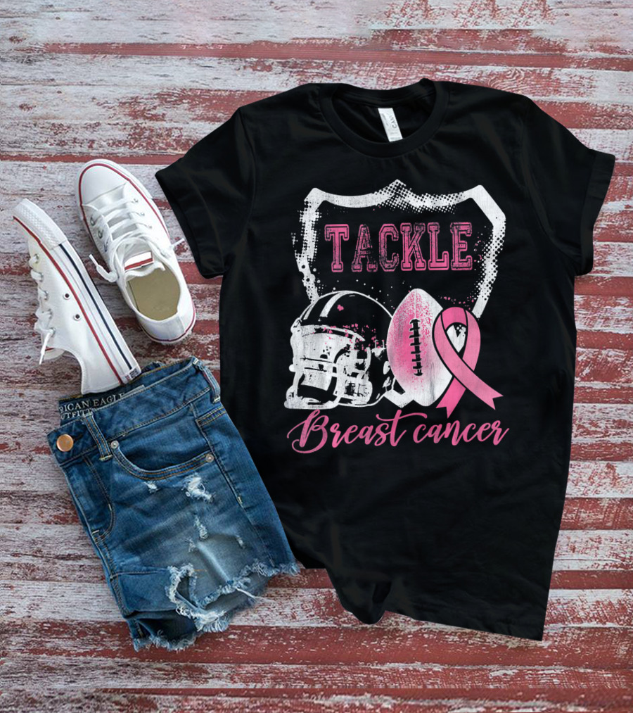 Tackle Breast Cancer Football Survivorship Awareness T-Shirt