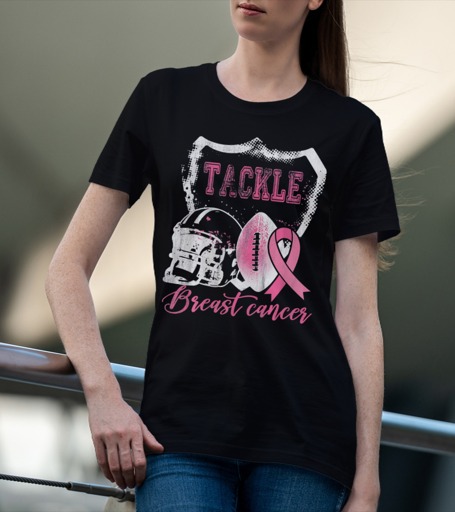 Tackle Breast Cancer Football Survivorship Awareness T-Shirt