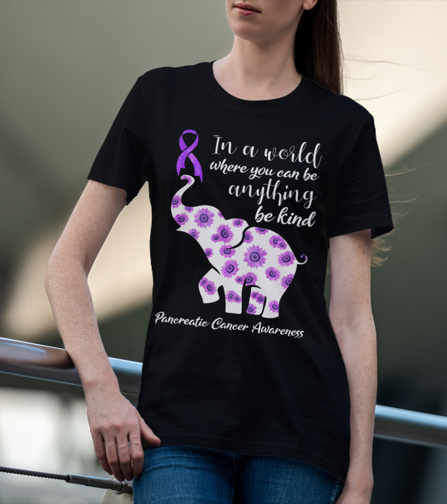In A World Where You Can Be Anything Be Kind Pancreatic Cancer Awareness T-Shirt