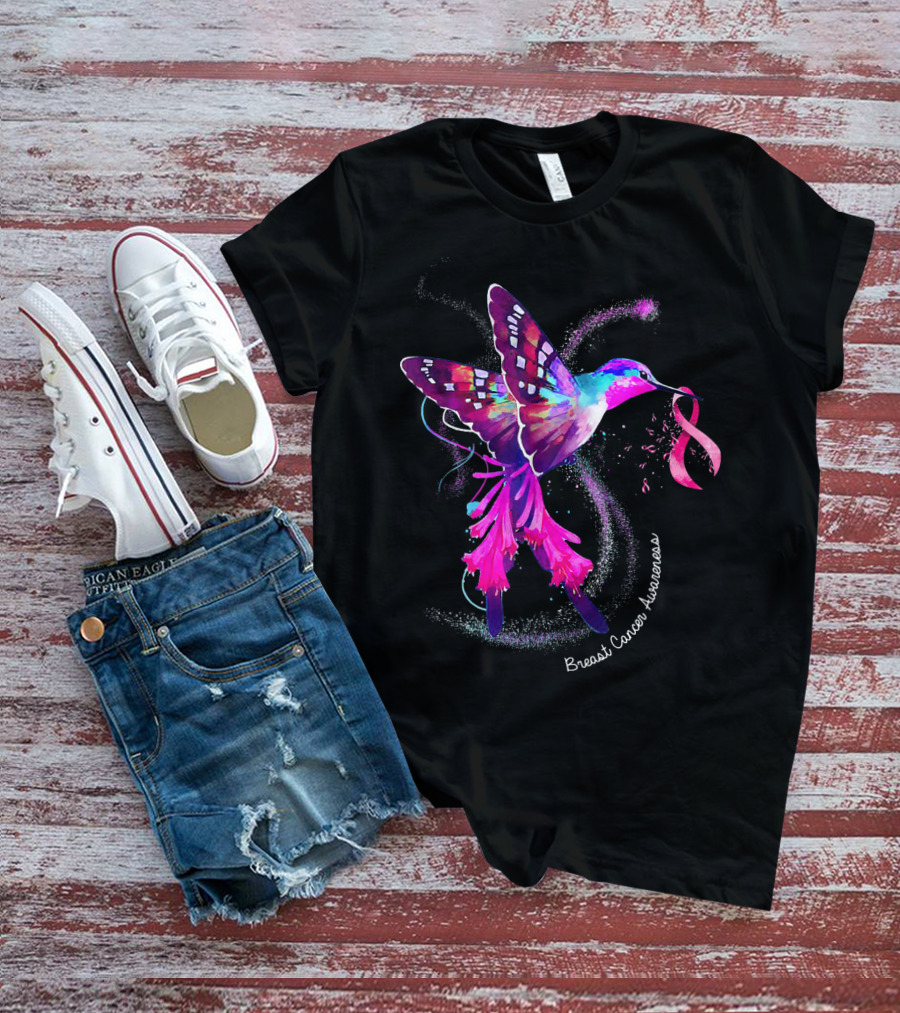 Hummingbird Breast Cancer Awareness Pink T-Shirt