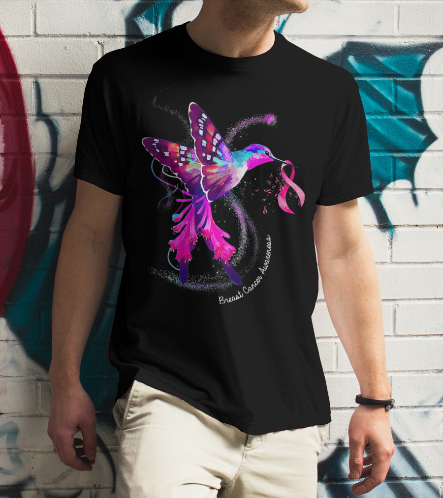 Hummingbird Breast Cancer Awareness Pink T-Shirt