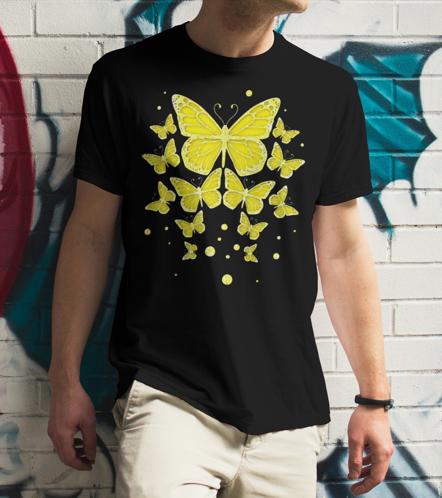 Sarcoma Cancer Awareness Yellow Butterflies T-Shirt