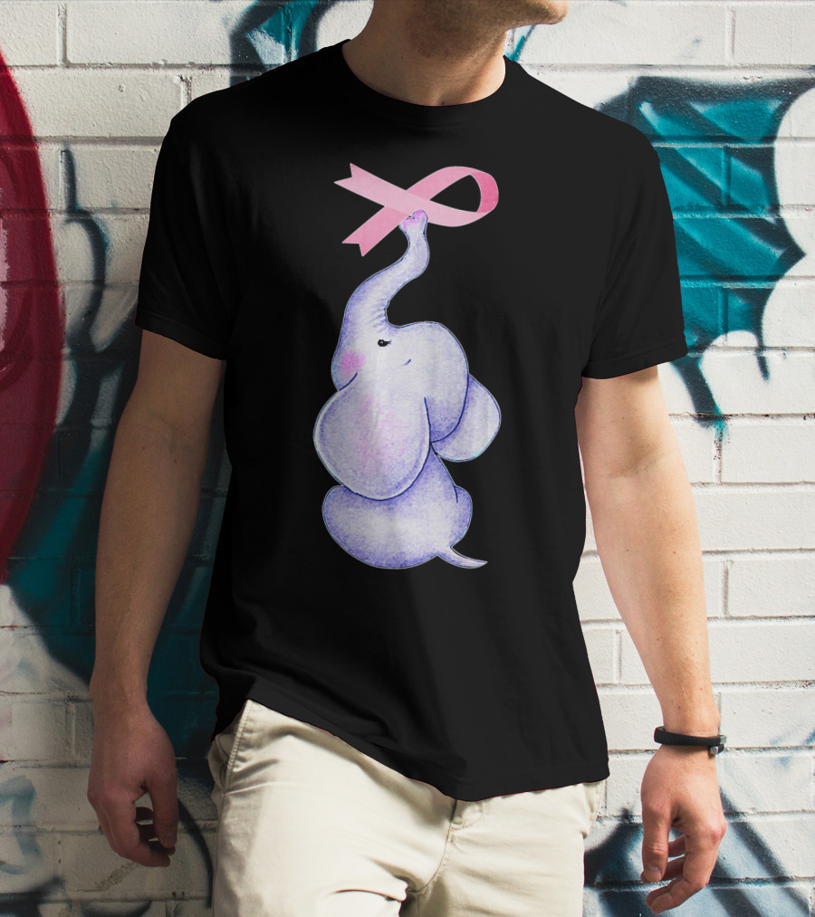 Breast Cancer Awareness Pink Ribbon Elephant T-Shirt