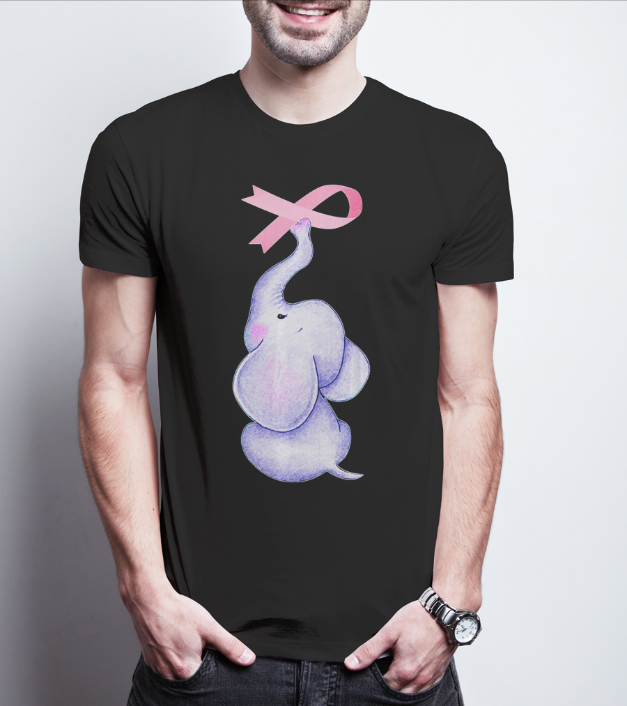 Breast Cancer Awareness Pink Ribbon Elephant T-Shirt